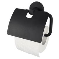 Haceka - Kosmos Toilettenpapierhalter mit Klappe 14,3x5x12,9cm Schwarz - Zwart