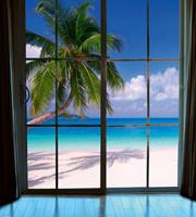 Dimex Beach Window View Vlies Fotobehang 225x250cm 3-banen