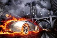 Dimex Car in Flames Vlies Fotobehang 375x250cm 5-banen