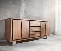 DELIFE Sideboard Live-Edge 172 cm Akazie Braun 3 Schübe 4 Türen