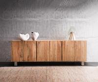 DELIFE Sideboard Live-Edge 220 cm Akazie Natur massiv 6 Türen