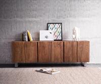 DELIFE Sideboard Live-Edge 220 cm Akazie Braun massiv 6 Türen