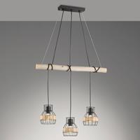 FISCHER & HONSEL Hanglamp Straw met rotan en hout 3-lamps