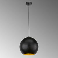 FISCHER & HONSEL Hanglamp Mylon, zwart/goud, bolvormig