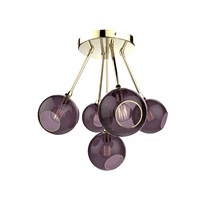DESIGN BY US Ballroom Molecule plafondlamp, paars, glas, 5-lamps