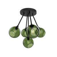 DESIGN BY US Ballroom Molecule plafondlamp, groen, glas, 5-lamps