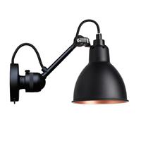 Lampe Gras N304 Wall Lamp Mat Black & Mat Black & Copper w. Switch