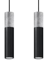 solluxlighting Twin Hanging Pendant Light Grey, Black GU10 Twin Hanging Pendelleuchte Grau, Schwarz GU10
