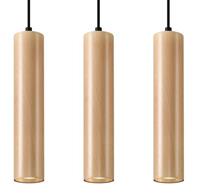 solluxlighting Triple Hanging Pendant Light Natural Wood GU10 Dreifach hängende Pendelleuchte Naturholz GU10