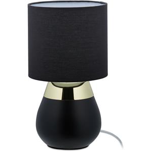 RELAXDAYS Nachttischlampe Touch, E14-Fassung, indirektes Licht, ovale Lampe mit Lampenschirm. HxD: 32 x 18 cm, schwarz