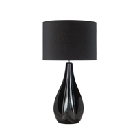 Beliani - Stilvolle Tischlampe geschwungener Lampenfuß Kunstseide schwarz Santee - Schwarz