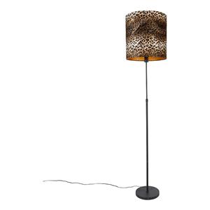 QAZQA Stehlampe schwarzer Schirm Leopard Design 40 cm - Parte