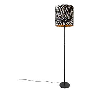 Qazqa Vloerlamp Zwart Kap Zebra Dessin 40 Cm Verstelbaar - Parte