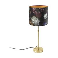 QAZQA Tischlampe Gold / Messing mit Veloursschirm Blumen 25 cm - Parte