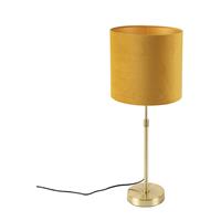 QAZQA Tischleuchte gold / messing mit veloursschirm gelb 25 cm - Parte