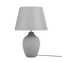 beliani Klassische Tischlampe Lampenschirm aus Leinen keramischer Lampenfuß grau Fergus - Grau