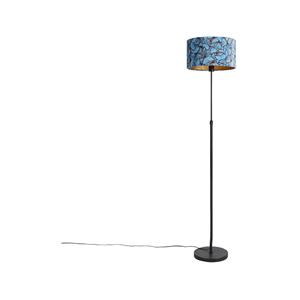 QAZQA Stehlampe schwarz mit Veloursschirm Schmetterlinge 35 cm - Parte
