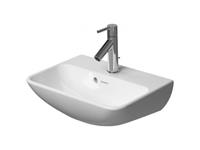 Me by Starck Handwaschbecken, ohne Hahnloch, Überlauf, mit Hahnlochbank, 450 mm, Farbe: Weiß seidenmatt - 0719453210 - Duravit