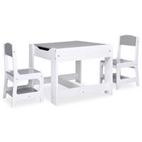 vidaXL Kindertafel met 2 stoelen MDF wit