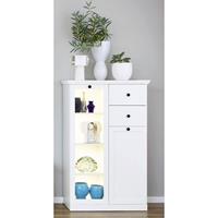 Highboard mit LED Unterbaubeleuchtung BERGAMA-19 Landhaus weiß, B/H/T: ca. 81/129/41 cm