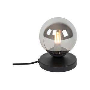 QAZQA Moderne Tischlampe schwarz mit Rauchglas - Athen