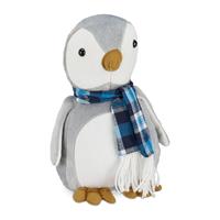 RELAXDAYS Türstopper Pinguin, Stoff, für Boden, innen, dekorativer Tier Türpuffer, 26 cm hoch, weich, schwer, weiß-grau