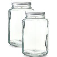 2x Grote Glazen Voorraadpotten/koekjespotten 4900 Ml 17 X 28 Cm - Voorraadpot