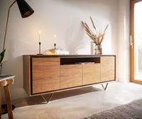 DELIFE Sideboard Stonegrace 175 cm Akazie Natur 4 Türen 1 Fach Steinfurnier V-Fuß