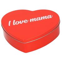 Bellatio Rood I Love Mama Hart Blik Cadeau Snoeptrommel 18 Cm - Voorraadblikken