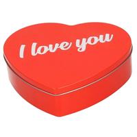 Bellatio Rood I Love You Hart Blik Cadeau Snoeptrommel 18 Cm - Voorraadblikken