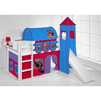 Lilokids Kinderbett »Spielbett JELLE Spiderman - Hochbett LILOKIDS - weiß - mit Turm, Rutsche und Vorhang«