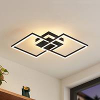 Lindby LED plafondlamp Fjardo CCT vierkanten zwart