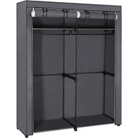 SONGMICS Kleiderschrank, Garderobe mit Kleiderstangen, Aufbewahrung für Kleidung, Stoffschrank, Kleiderständer, faltbar, Ankleidezimmer, Schlafzimmer, 140 x