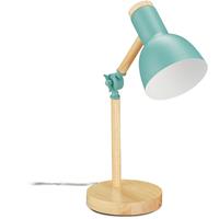 RELAXDAYS Schreibtischlampe, verstellbare Retro Tischlampe, Holz & Metall, E27, Leselampe, HxD 45,5 x 14,5 cm, mintgrün