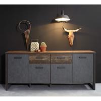 LOMADOX Sideboard 207 cm modern PROVO-19 in Old Wood Nb. mit Matera anthrazit, B/H/T: ca. 207/88/42 cm