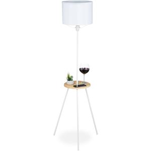 RELAXDAYS Stehlampe mit Tisch, HBT: 158 x 52 x 52 cm, E27, skandinavisches Design, Holz & Metall, Dreibein Lampe, weiß