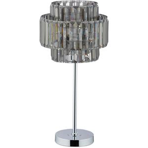 RELAXDAYS Nachttischlampe Kristall, elegante Tischlampe, E14, Wohnzimmer & Schlafzimmer, HxD: 50,5 x 24 cm , grau/silber