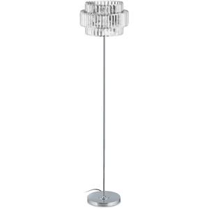 RELAXDAYS Stehlampe, Kristall Lampenschirm, runder Standfuß, E27, moderne Stehleuchte, 150 x 34 cm, transparent/silber