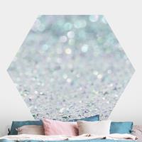 Klebefieber Hexagon Fototapete selbstklebend Prinzessinnen Glitzerlandschaft in Mint