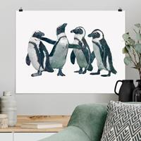 Klebefieber Poster Illustration Pinguine Schwarz Weiß Aquarell