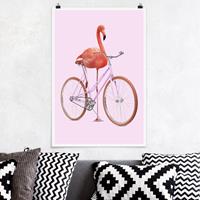 Klebefieber Poster Flamingo mit Fahrrad