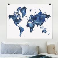 Klebefieber Poster Wasser-Weltkarte hell