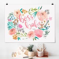 Klebefieber Poster Rosa Blüten - Boss Babe