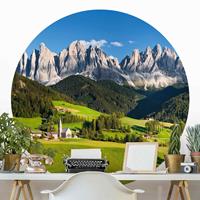 Klebefieber Runde Fototapete selbstklebend Geislerspitzen in Südtirol