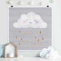 Klebefieber Poster Wolke mit goldenen Regentropfen
