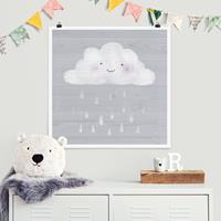Klebefieber Poster Wolke mit silbernen Regentropfen