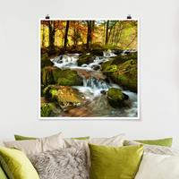 Klebefieber Poster Wasserfall herbstlicher Wald