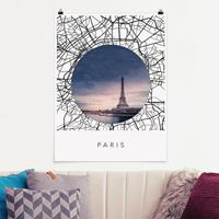 Klebefieber Poster Stadtplan Collage Paris