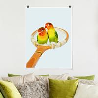 Klebefieber Poster Tennis mit Vögeln
