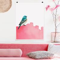 Klebefieber Poster Vogel auf Pink